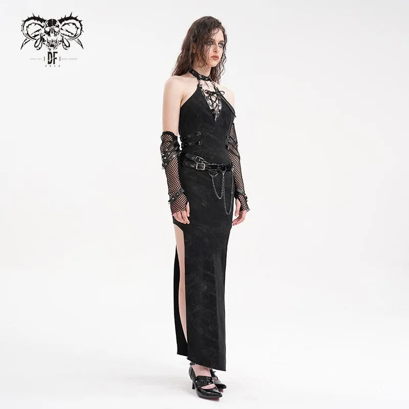 Maxikleid mit Schnalle im Gothic-Stil für Damen