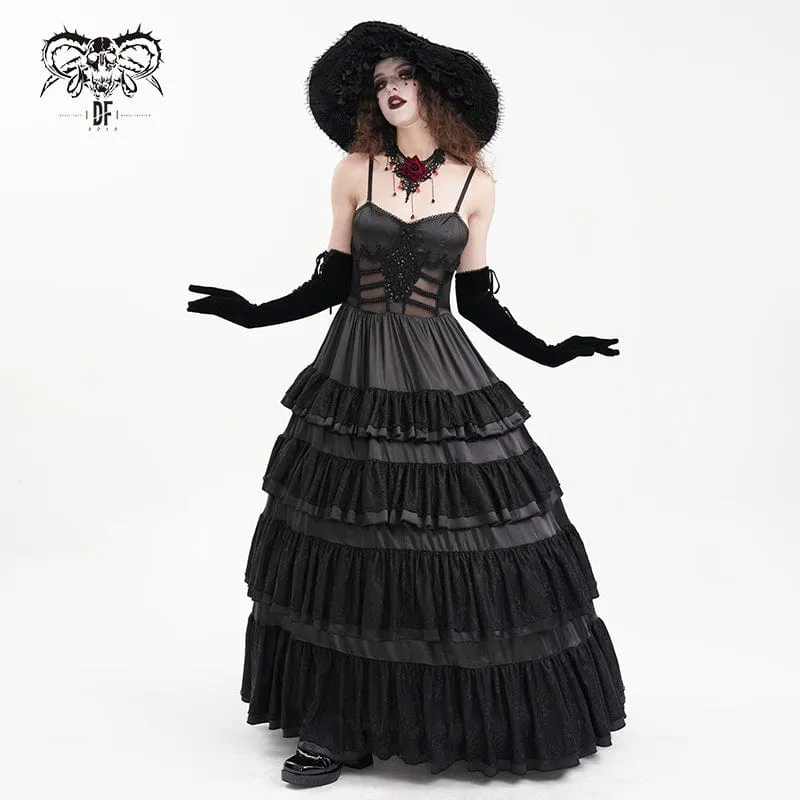 Gothic-Schnürkleid aus Mesh-Spitze für Damen, Hochzeitskleid