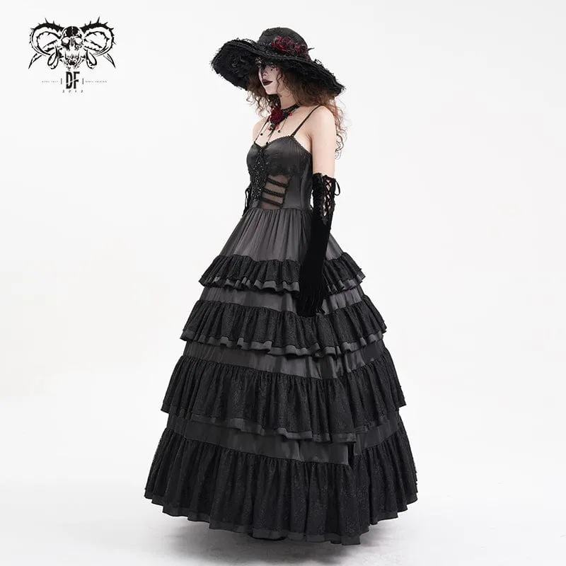 Gothic-Schnürkleid aus Mesh-Spitze für Damen, Hochzeitskleid