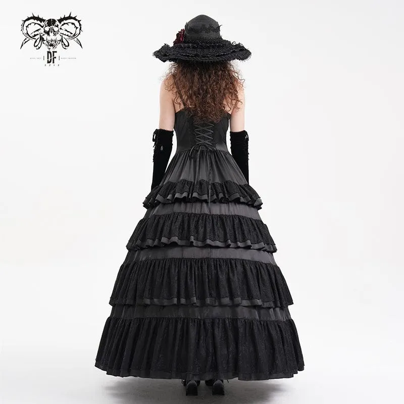 Gothic-Schnürkleid aus Mesh-Spitze für Damen, Hochzeitskleid