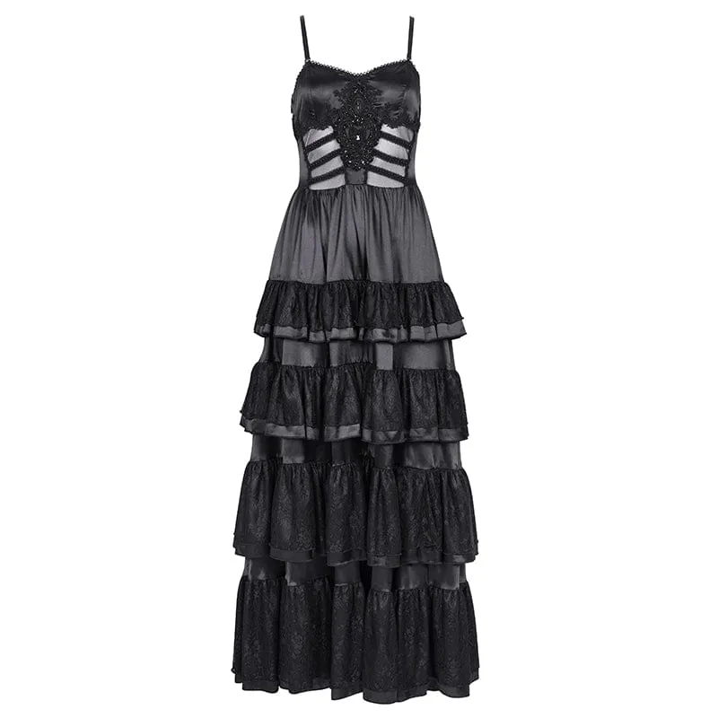 Gothic-Schnürkleid aus Mesh-Spitze für Damen, Hochzeitskleid