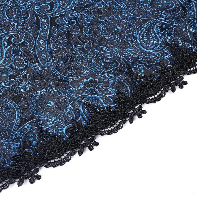 Gothic-Kleid für Damen mit Schnürung, Neckholder, asymmetrischem Saum, Abschlusskleid, blau