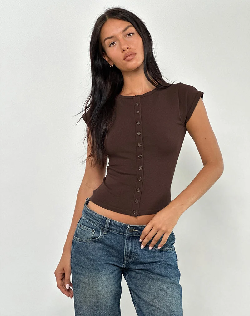 Elmira Top in Bitter Chocolate gestrickt