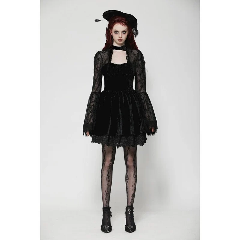 Kurzes Gothic-Spitzenkleid mit Cut-outs für Damen