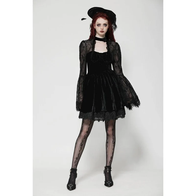 Kurzes Gothic-Spitzenkleid mit Cut-outs für Damen