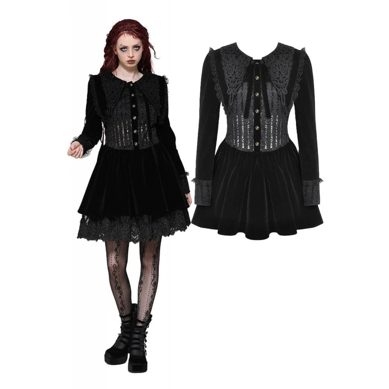 Kurzes Gothic-Spitzensamtkleid für Damen