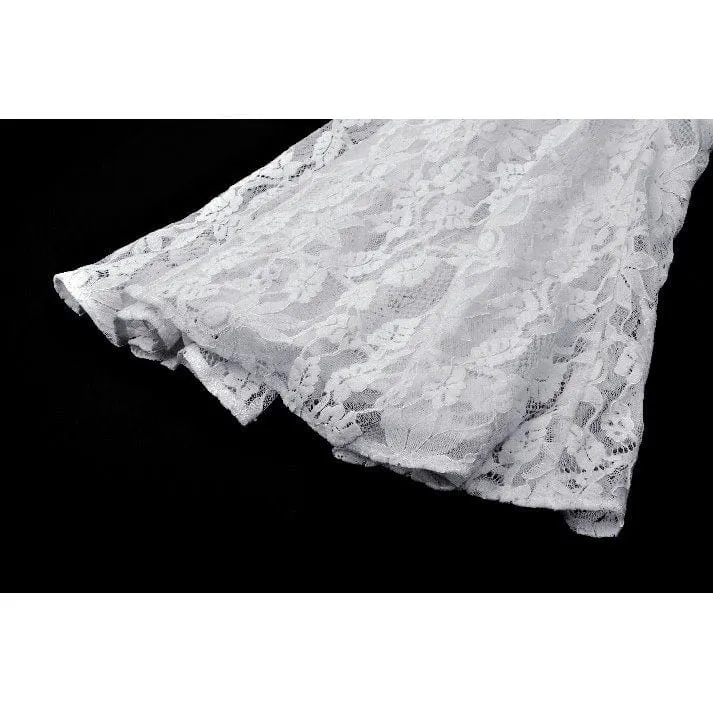 Weißes, gotisches, plissiertes Spitzen-Unterkleid für Damen – Hochzeitskleid