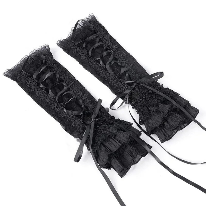 Gothic-Armstulpen aus Netzspitze zum Schnüren für Damen