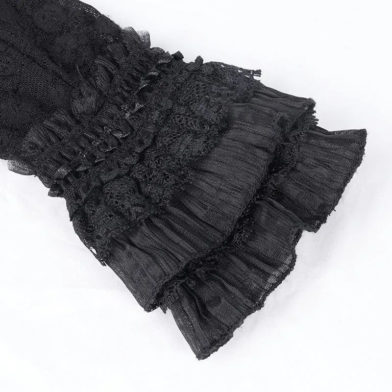 Gothic-Armstulpen aus Netzspitze zum Schnüren für Damen
