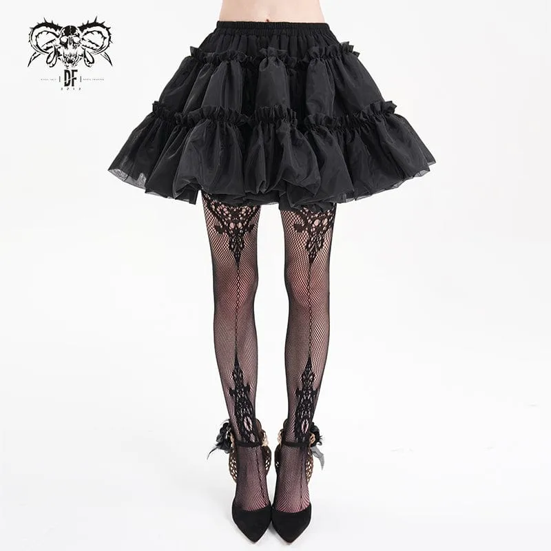Kurzer Gothic-Rock aus gerüschtem Mesh mit Bubble-Effekt für Damen