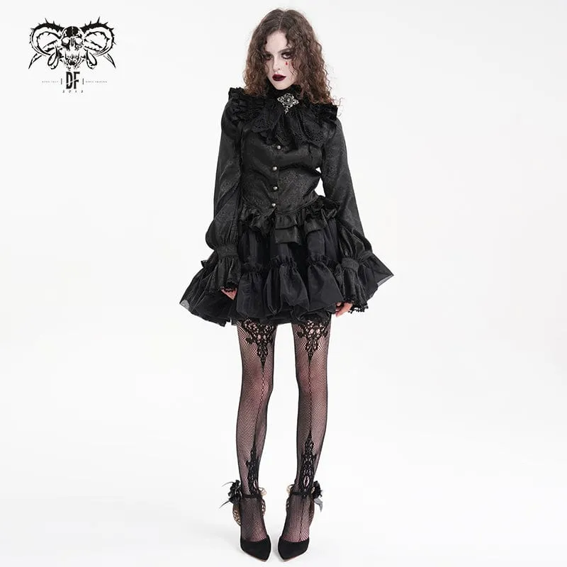 Kurzer Gothic-Rock aus gerüschtem Mesh mit Bubble-Effekt für Damen