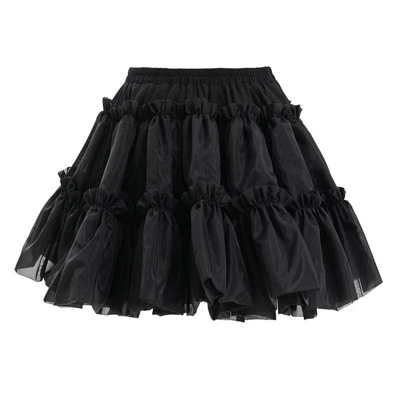 Kurzer Gothic-Rock aus gerüschtem Mesh mit Bubble-Effekt für Damen