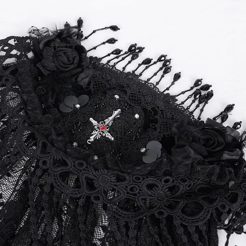 Gothic-Schleier mit Häkelquasten und Spitze für Damen