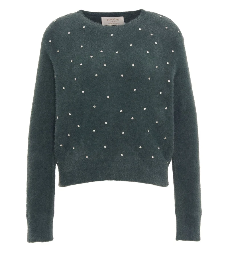 Pullover con applicazione di strass