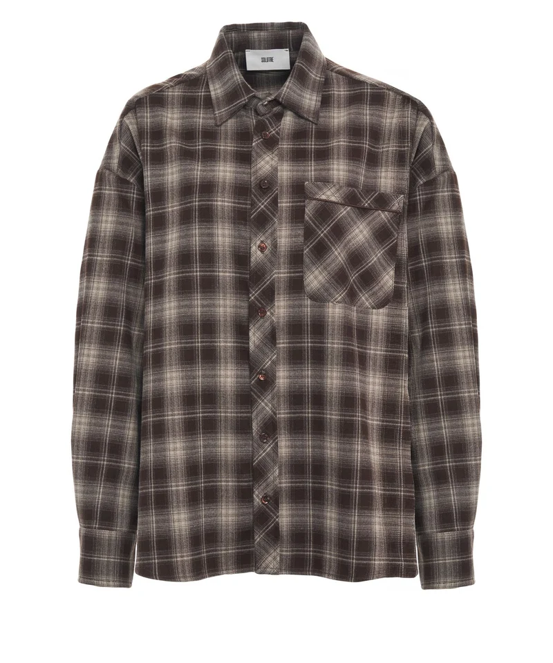 Camicia flanell con taschino applicato sul petto