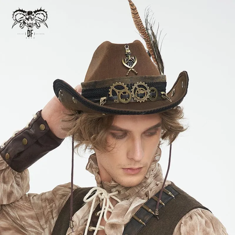 Gothic-Cowboyhut mit Totenkopffedern für Herren