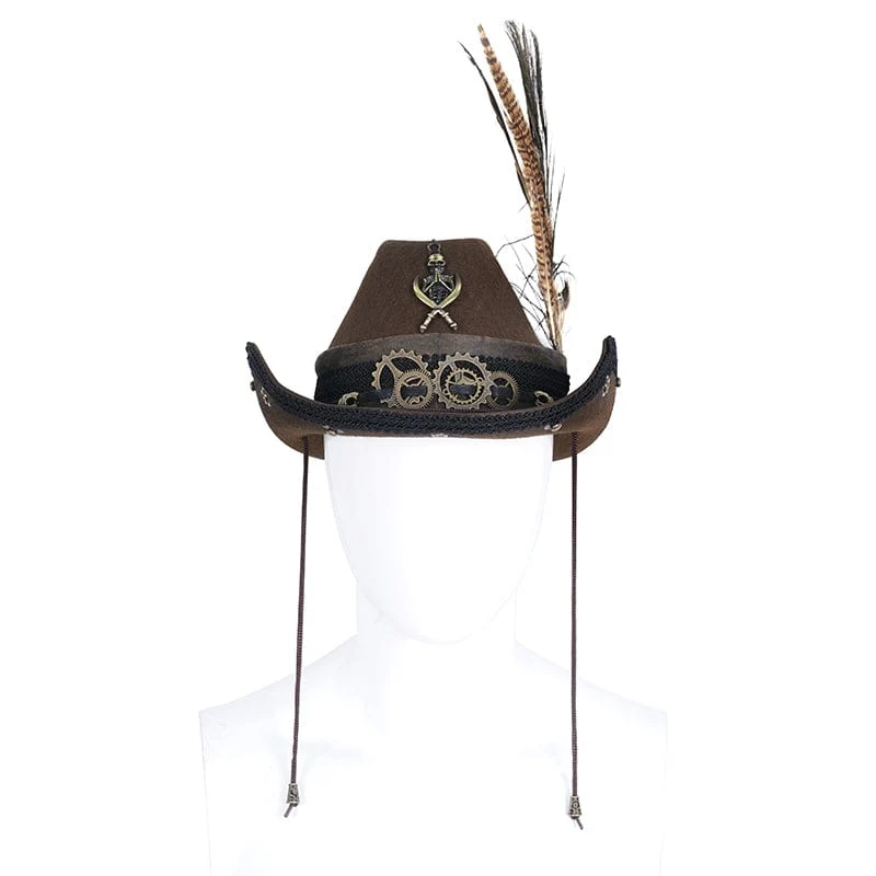 Gothic-Cowboyhut mit Totenkopffedern für Herren