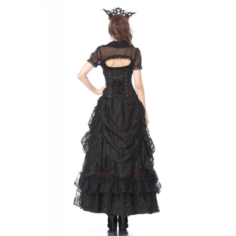 Mehrschichtiger Gothic-Spitzen-Maxirock für Damen