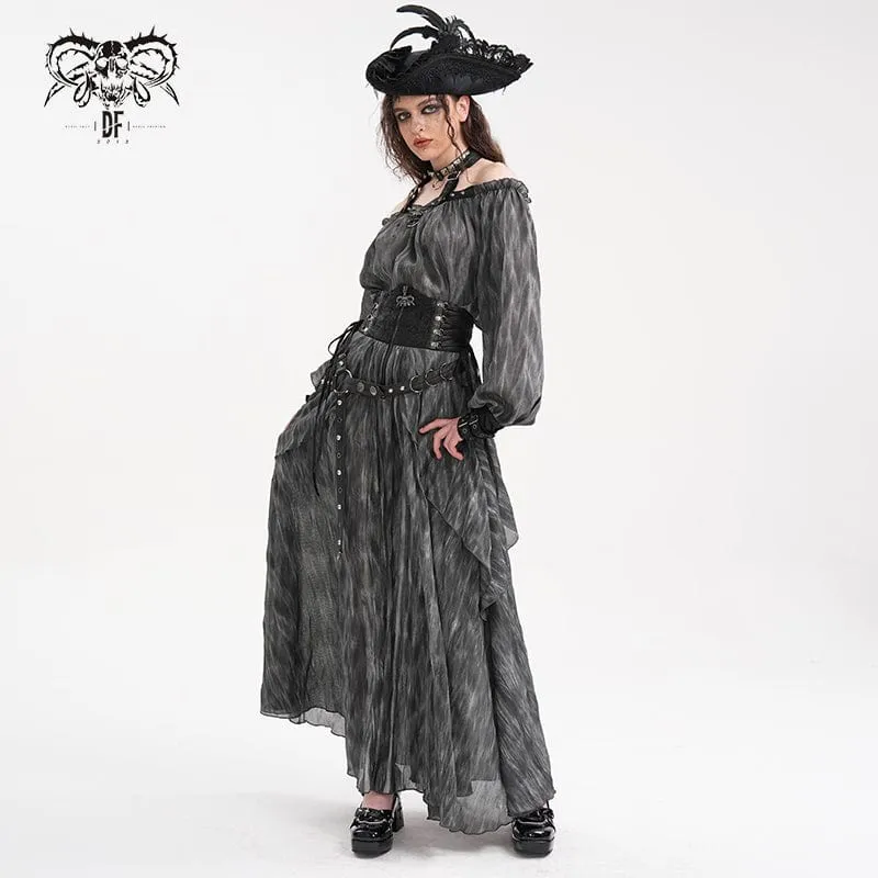 Gothic Neckholder-Langarmblusen mit Schnalle für Damen