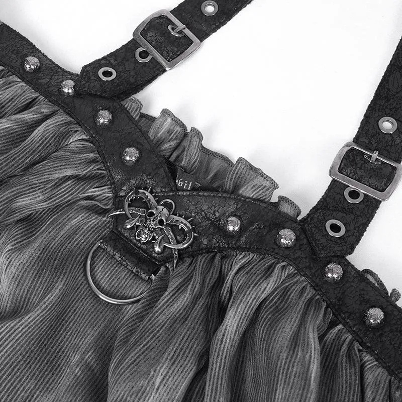Gothic Neckholder-Langarmblusen mit Schnalle für Damen