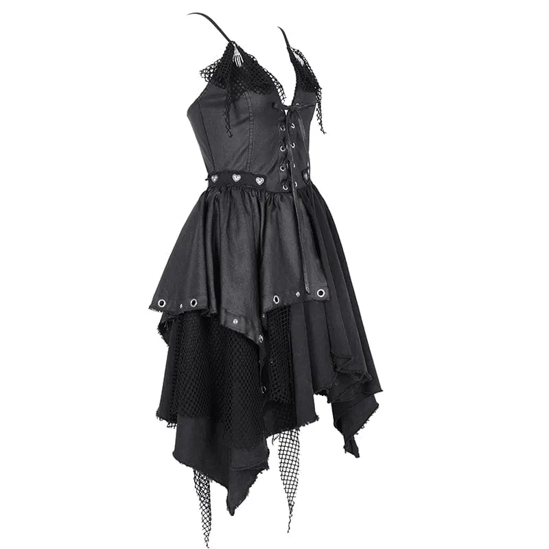Gothic-Unterkleid aus Netzstoff mit Schnürung und unregelmäßiger Passform für Damen