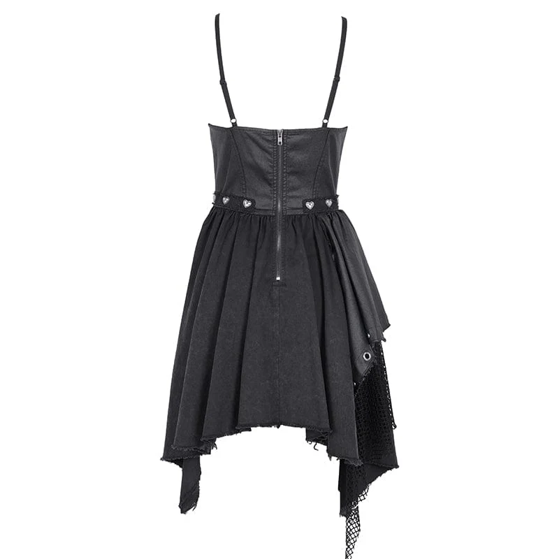 Gothic-Unterkleid aus Netzstoff mit Schnürung und unregelmäßiger Passform für Damen