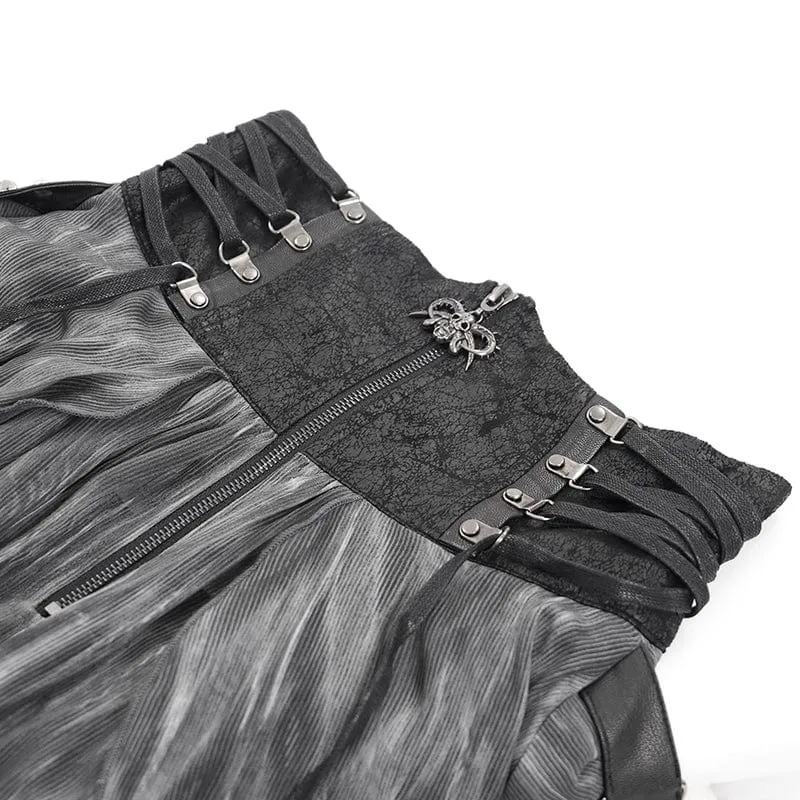 Gothic-Langrock mit Schnürung, Ösen und Nieten für Damen