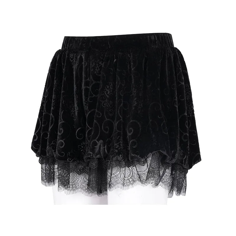 Gothic-Shorts aus Cloud-Samtnetz für Damen