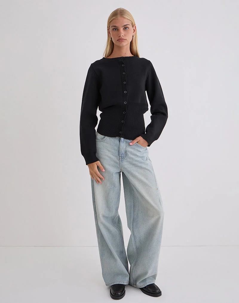 Subra Langärmelige Strickjacke in Schwarz