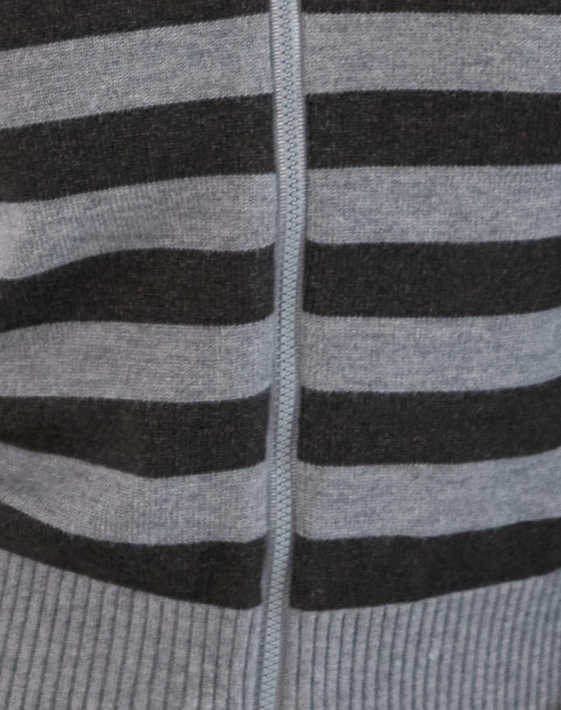 Cozyra Kapuzenjacke in Grau gestreift