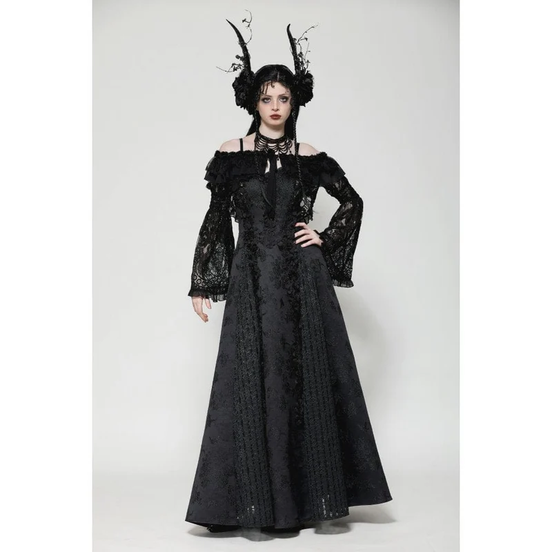 Gothic Cape mit Rüschen und Spitzenriemen für Damen