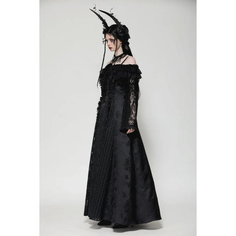 Gothic Cape mit Rüschen und Spitzenriemen für Damen
