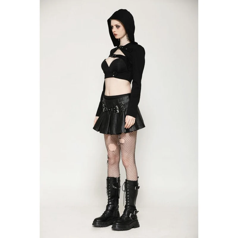 Punk-Umhang mit Cut-Outs und Kapuze für Damen