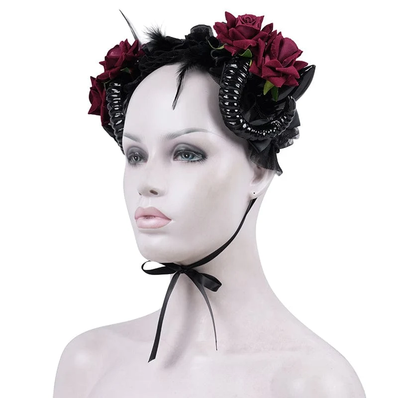 Gothic-Haarschmuck für Damen aus Horn und Rose