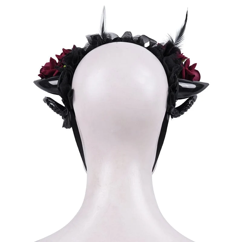 Gothic-Haarschmuck für Damen aus Horn und Rose