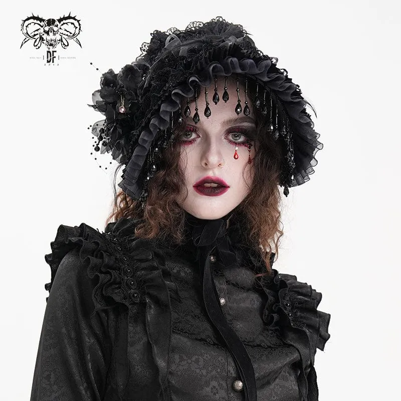 Gothic-Haarschmuck für Damen mit Quasten und Blumenmuster