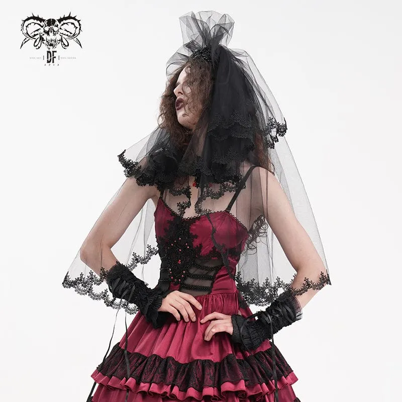 Gothic-Haarschmuck für Damen im Häkel-Netz-Stil mit Blumenmuster