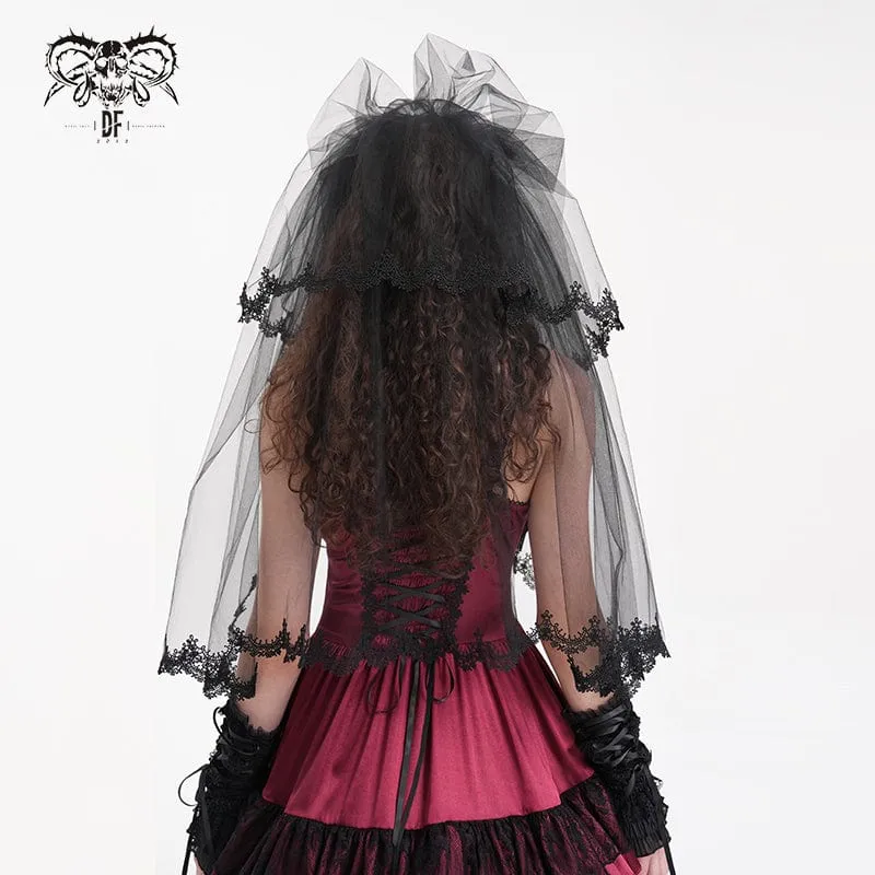 Gothic-Haarschmuck für Damen im Häkel-Netz-Stil mit Blumenmuster