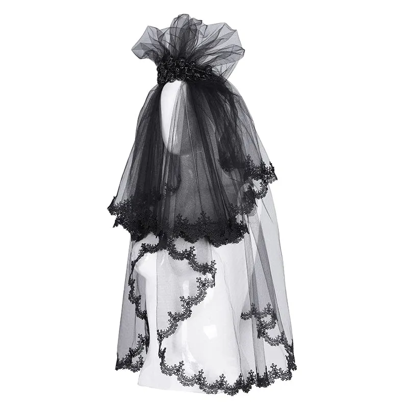 Gothic-Haarschmuck für Damen im Häkel-Netz-Stil mit Blumenmuster