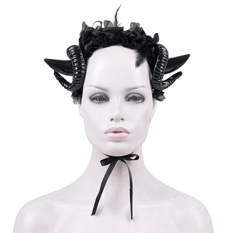 Gothic Haarschmuck für Damen mit Hornnetzriemen