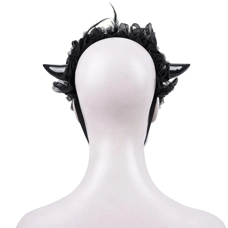 Gothic Haarschmuck für Damen mit Hornnetzriemen
