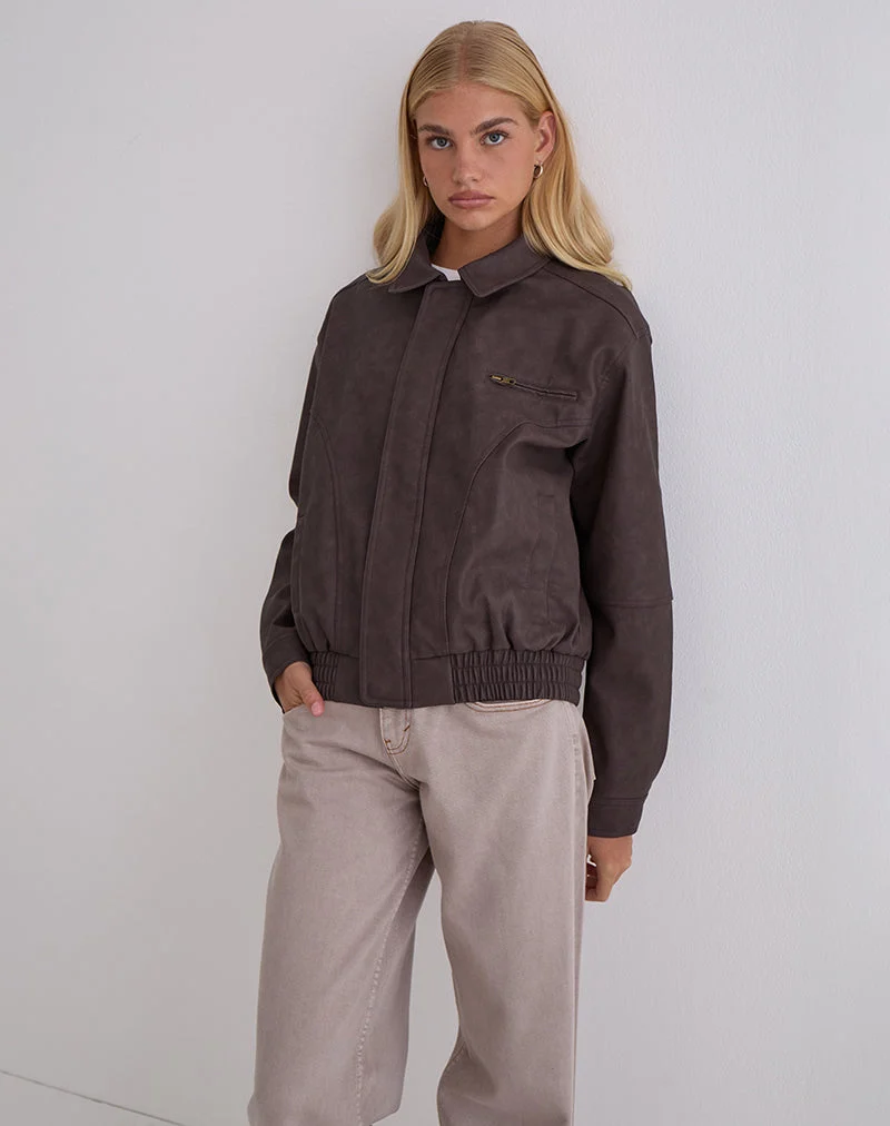 Aviara Jacke aus PU Dunkelbraun