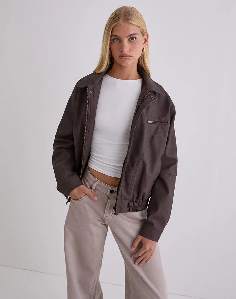 Aviara Jacke aus PU Dunkelbraun