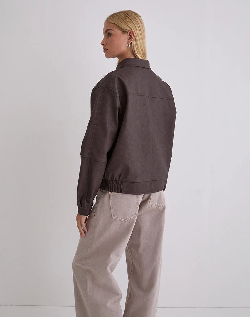 Aviara Jacke aus PU Dunkelbraun