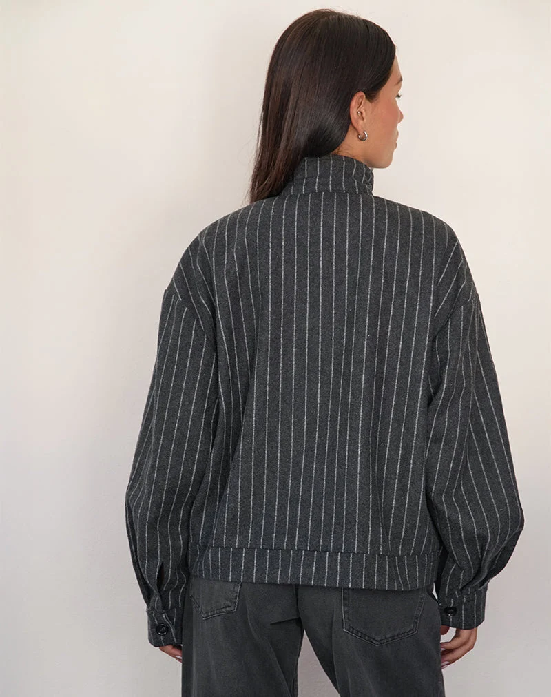 Lastika Jacke in Holzkohle Nadelstreifen