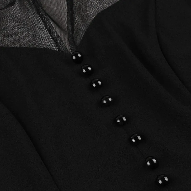 Gothic-Halloweenkleid mit Rüschenkragen für Damen