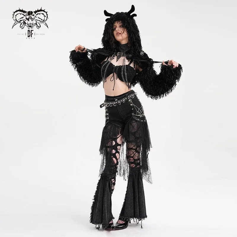 Gothic-Umhang mit Kettenschnalle aus Horn für Damen