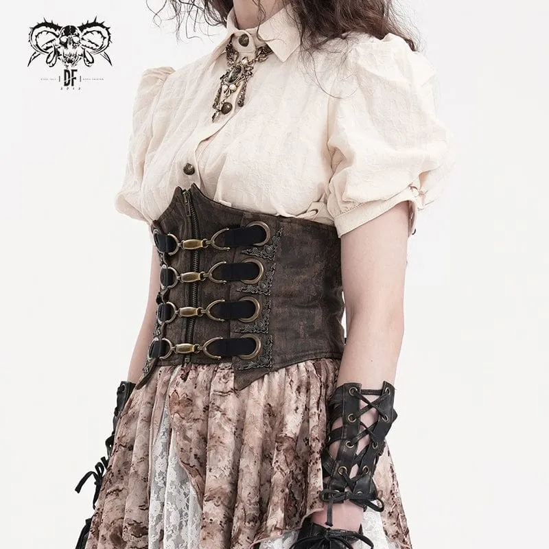Steampunk-Unterbrustkorsett mit Schnürung und Reißverschluss für Damen