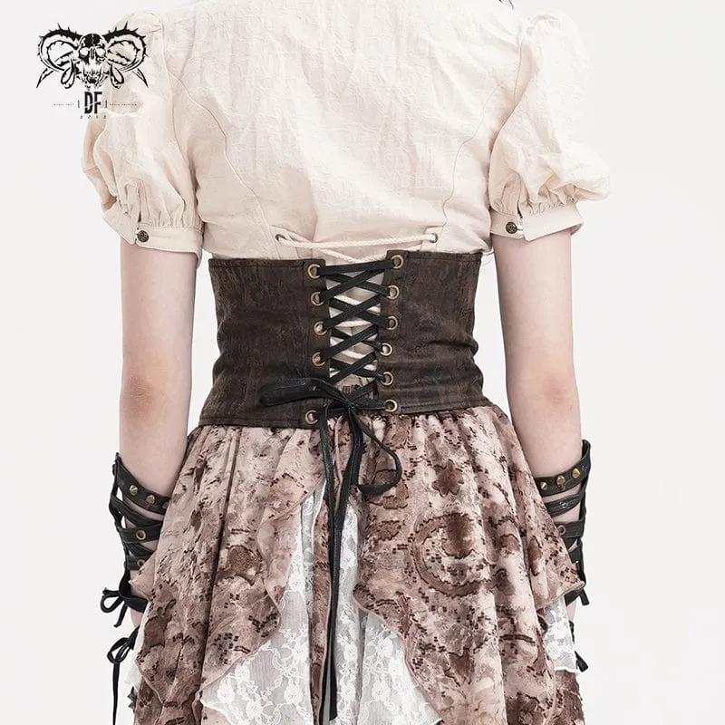 Steampunk-Unterbrustkorsett mit Schnürung und Reißverschluss für Damen
