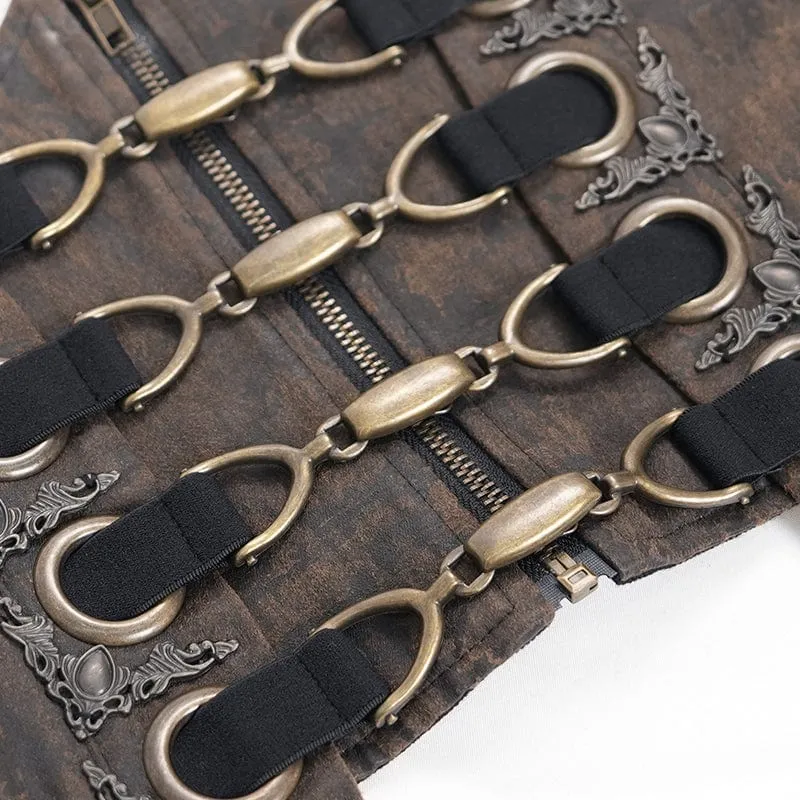 Steampunk-Unterbrustkorsett mit Schnürung und Reißverschluss für Damen